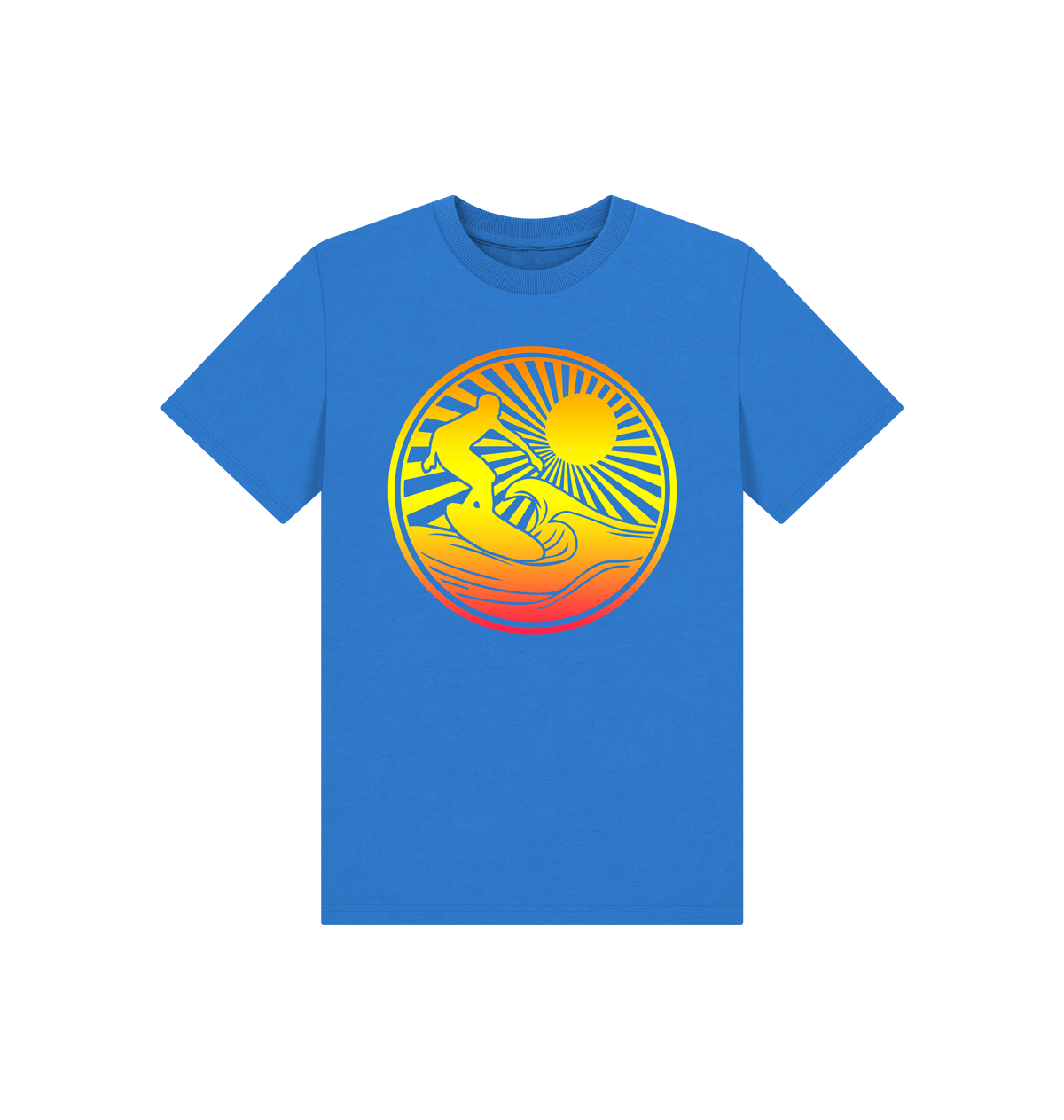 Bright Blue Printed Kids T-Shirt Front