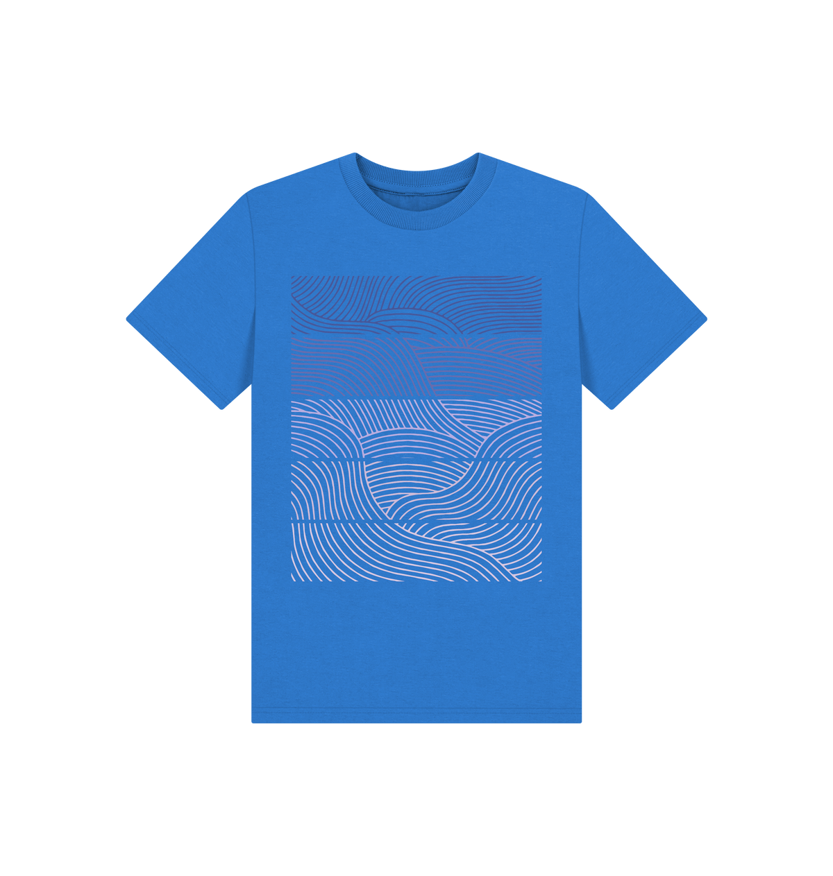 Bright Blue Printed Kids T-Shirt Front