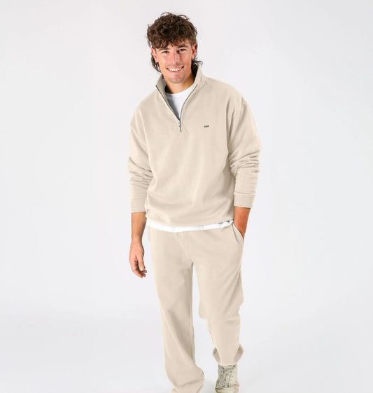 OGEE Half Zip Sweatshirt in Organic Cotton Oat