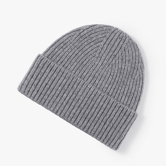 100% Merino Wool Ribbed Beanie Hat