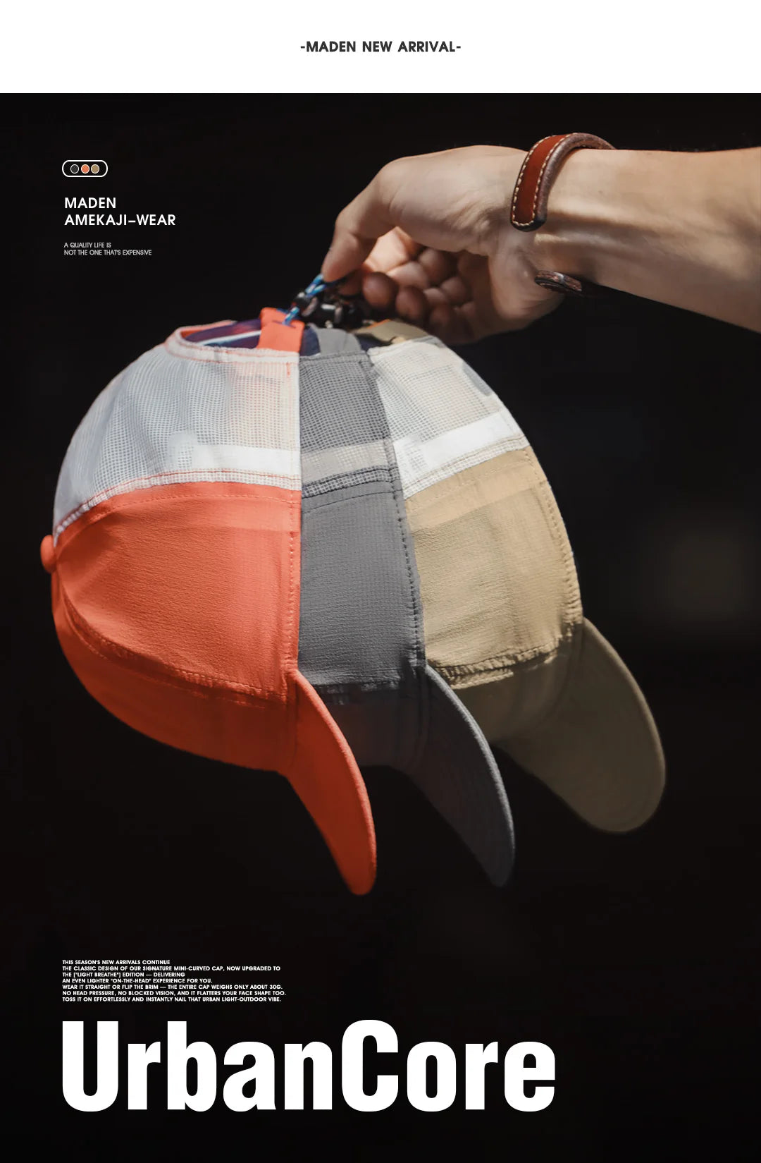 Maden Shitamachi Vent Cap | Ultra-Light 30g Amekaji Technical Cap for Hot City Days & Outdoor Escapes