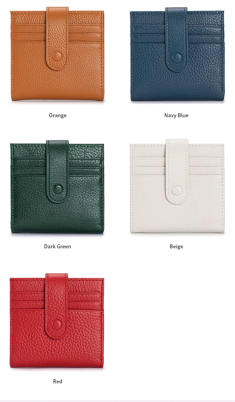 Women's Top-Grain Leather RFID Wallet | Ultra-Thin Mini Purse & Card Holder