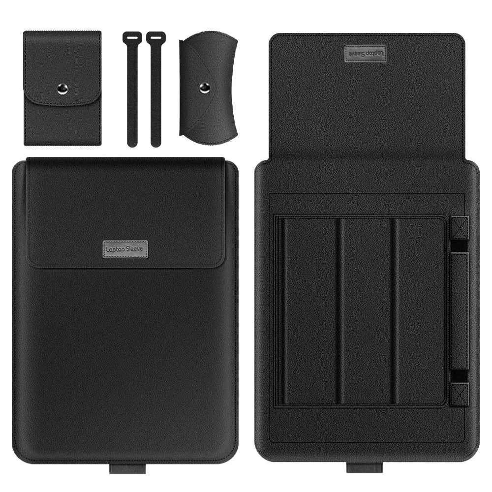 The Executive Edit: Vegan Leather Laptop Sleeve; Ergonomic Stand Mac Book Air 13.6 M4 2025 Pro 13.3 Notebook Sleeve Bag For Huawei ASUS Dell 11 13 14 15 15.6 16 Case