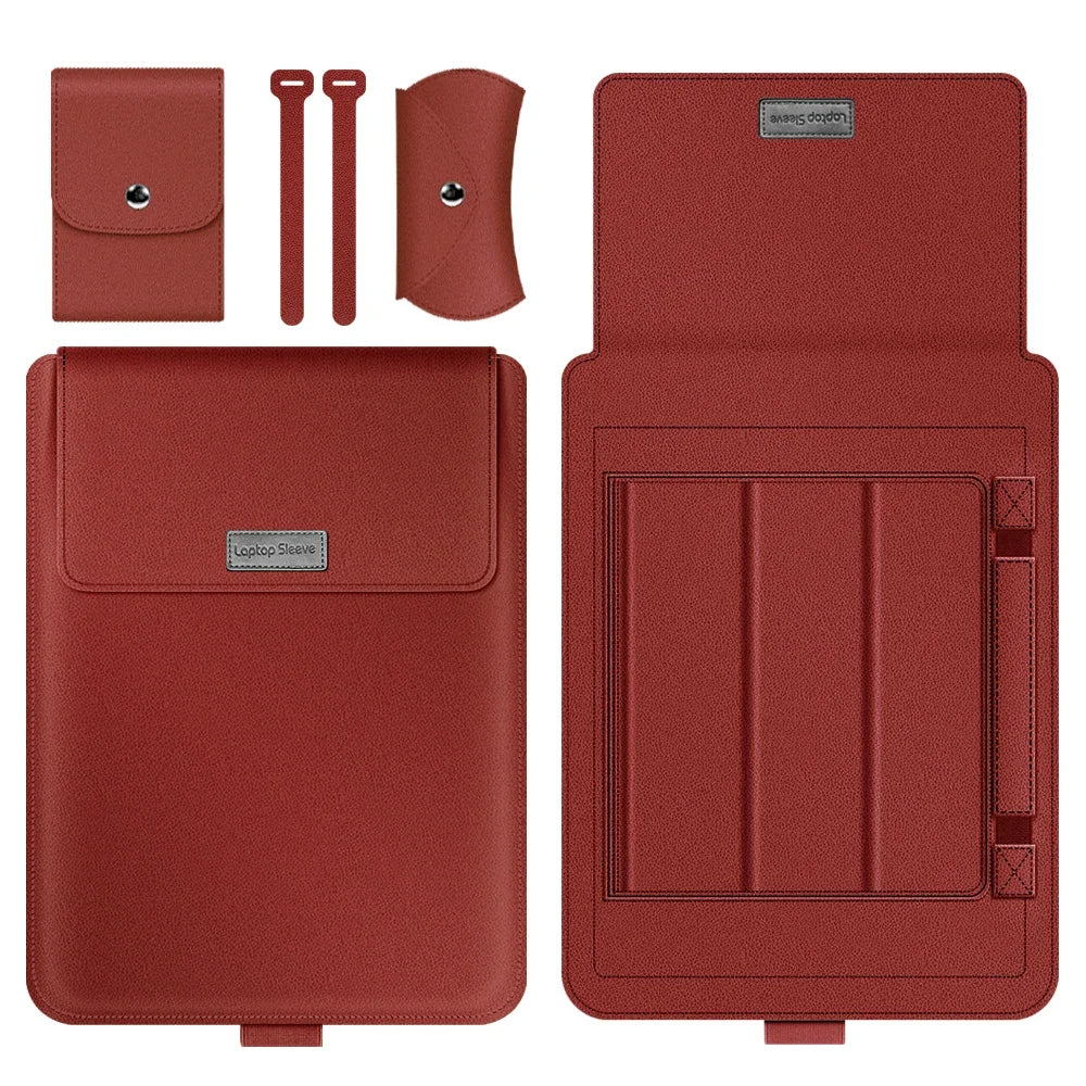 The Executive Edit: Vegan Leather Laptop Sleeve; Ergonomic Stand Mac Book Air 13.6 M4 2025 Pro 13.3 Notebook Sleeve Bag For Huawei ASUS Dell 11 13 14 15 15.6 16 Case