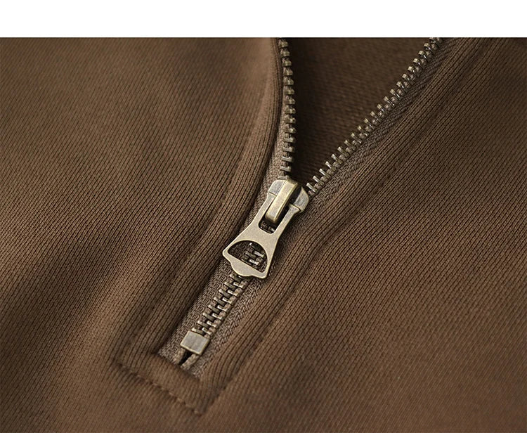The Heritage Half-Zip: Men's American Retro Heavyweight Terry Sweatshirt