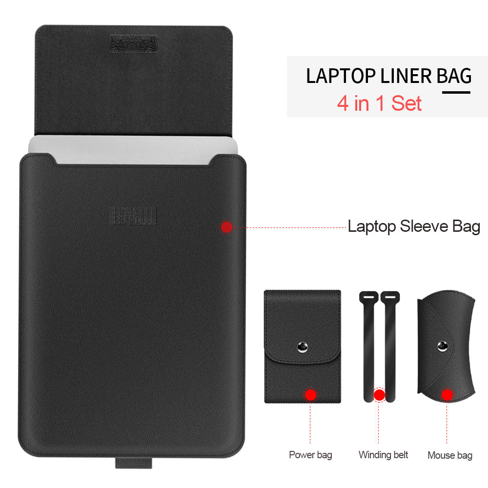 The Executive Edit: Vegan Leather Laptop Sleeve; Ergonomic Stand Mac Book Air 13.6 M4 2025 Pro 13.3 Notebook Sleeve Bag For Huawei ASUS Dell 11 13 14 15 15.6 16 Case