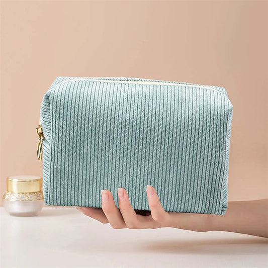 Corduroy Travel Makeup Pouch