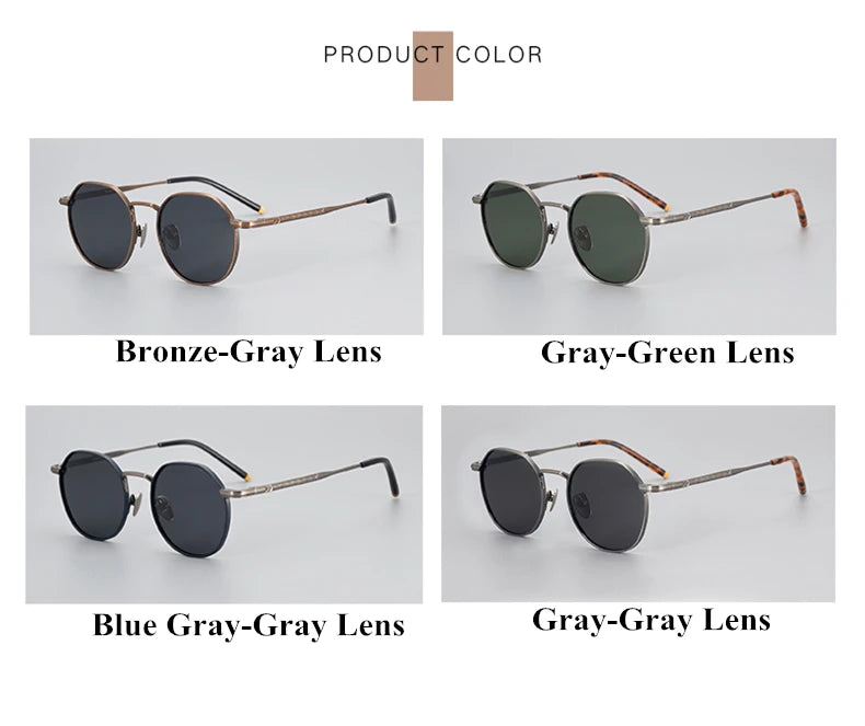 The Titan's Gaze: Men's Pure Titanium Round Polarized Sunglasses