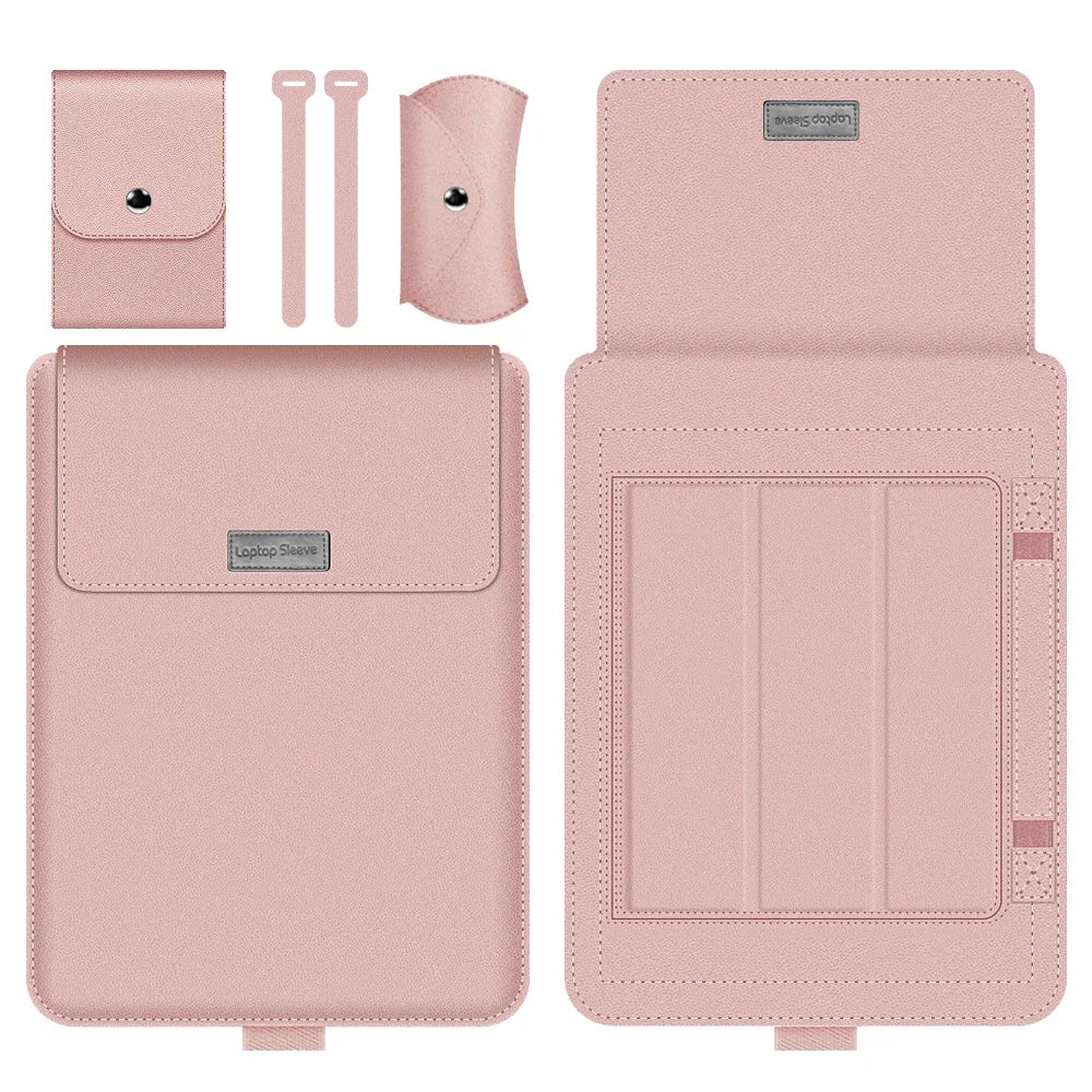 The Executive Edit: Vegan Leather Laptop Sleeve; Ergonomic Stand Mac Book Air 13.6 M4 2025 Pro 13.3 Notebook Sleeve Bag For Huawei ASUS Dell 11 13 14 15 15.6 16 Case