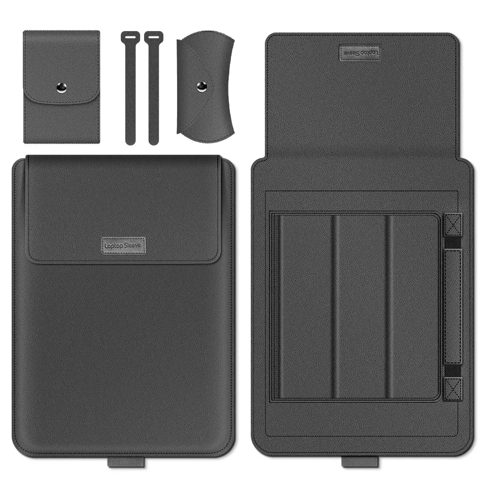 The Executive Edit: Vegan Leather Laptop Sleeve; Ergonomic Stand Mac Book Air 13.6 M4 2025 Pro 13.3 Notebook Sleeve Bag For Huawei ASUS Dell 11 13 14 15 15.6 16 Case