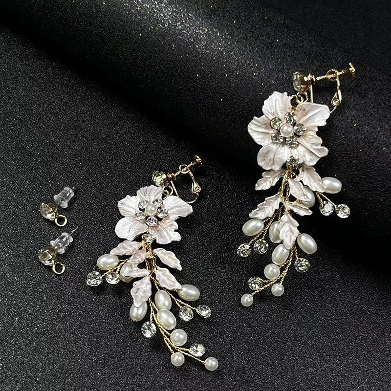 Floral Pearl & Crystal Earrings for Women