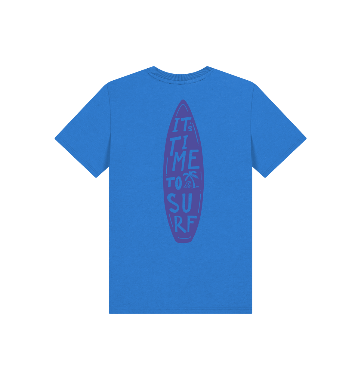 Bright Blue Printed Kids T-Shirt Back