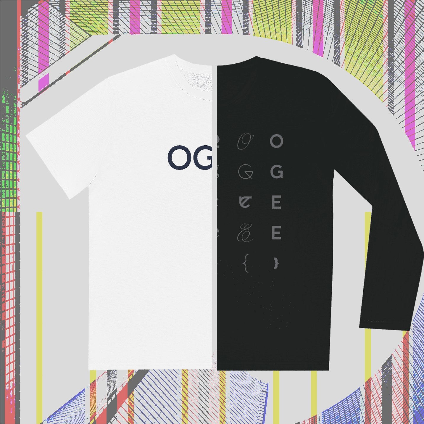 OGEE Long Sleeve T-shirt with stripe print on chest.