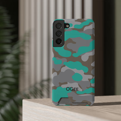 OGEE iPhone 13 Samsung Phone Case with Card Holder in Odyssey Turquoise Camo