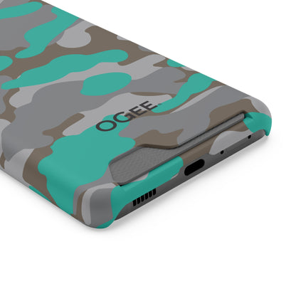 OGEE iPhone 13 Samsung Phone Case with Card Holder in Odyssey Turquoise Camo