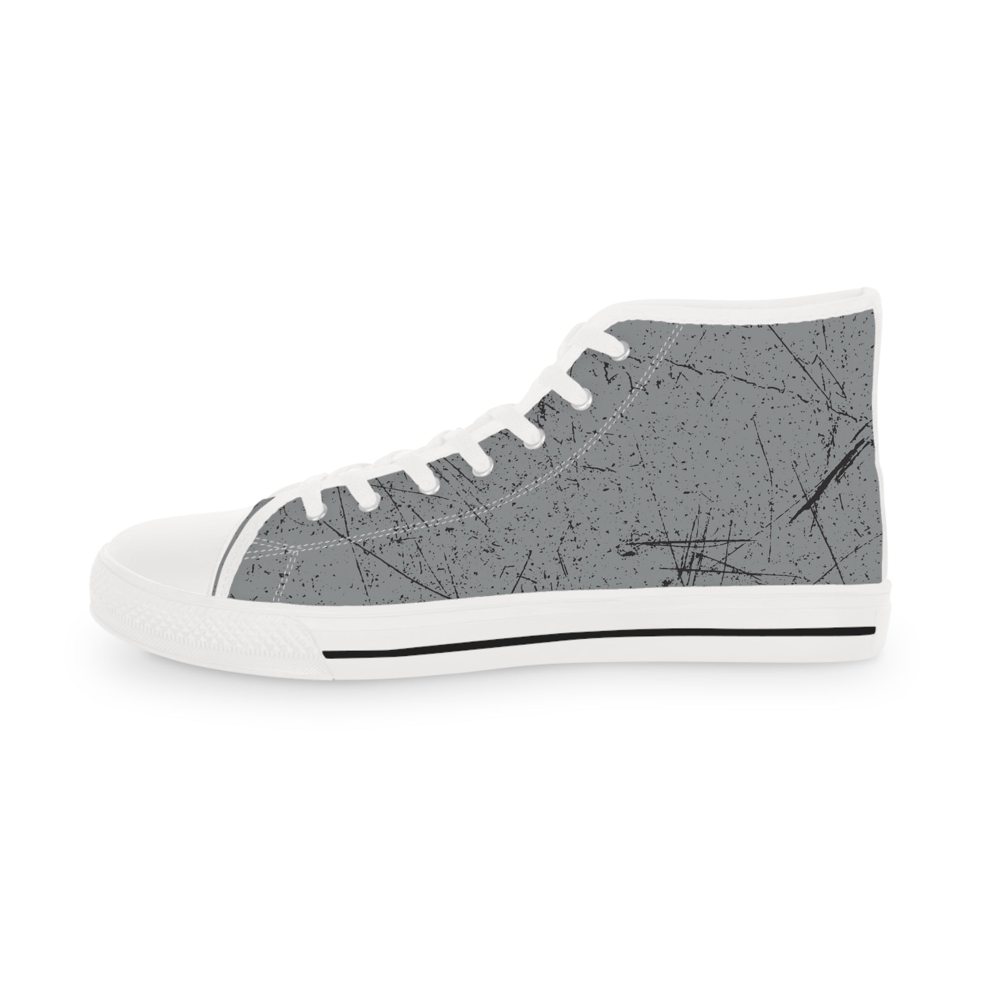 OGEE Men's High Top Originals Sneakers in Distressed Black print on Mid-Grey