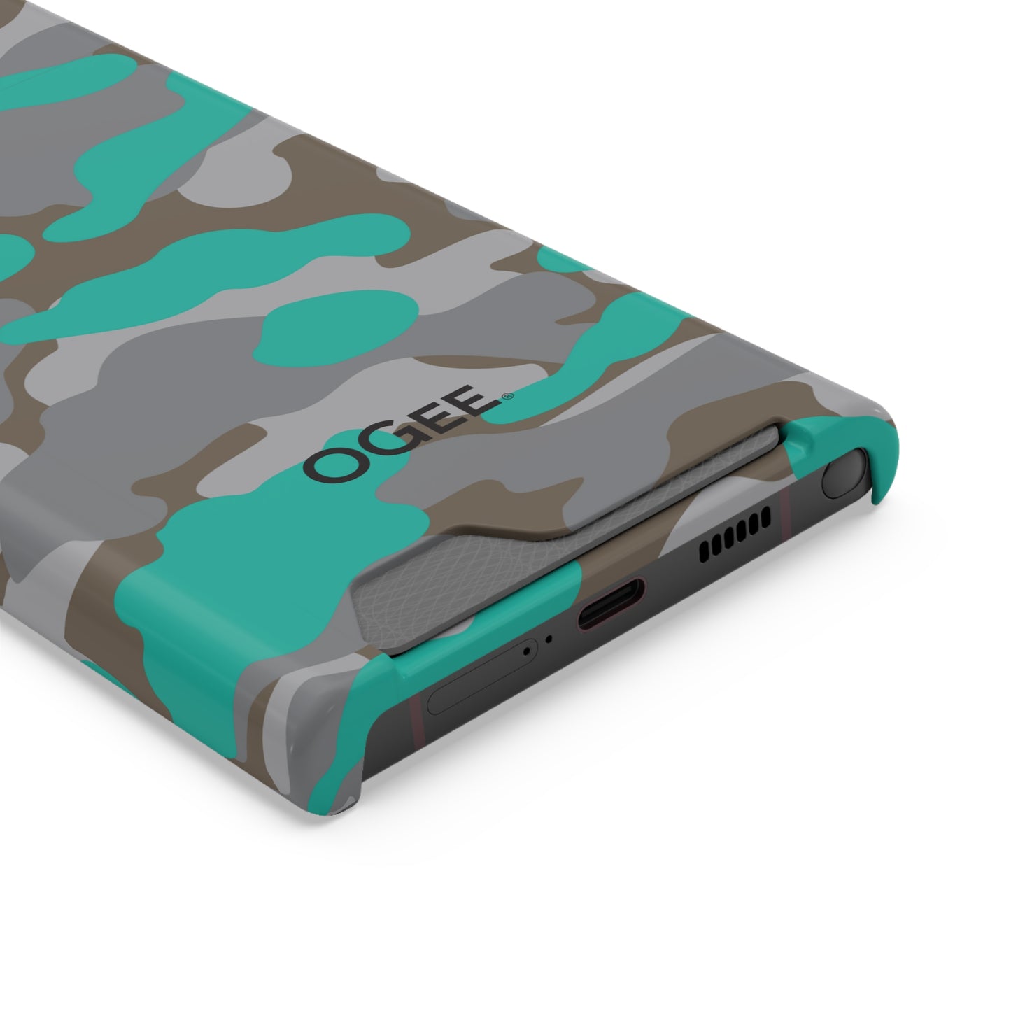 OGEE iPhone 13 Samsung Phone Case with Card Holder in Odyssey Turquoise Camo