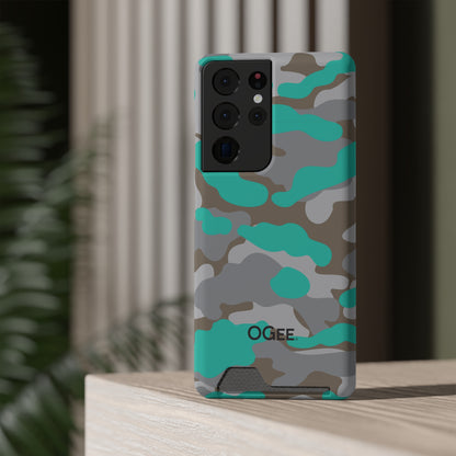 OGEE iPhone 13 Samsung Phone Case with Card Holder in Odyssey Turquoise Camo