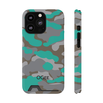 OGEE iPhone 13 Samsung Phone Case with Card Holder in Odyssey Turquoise Camo