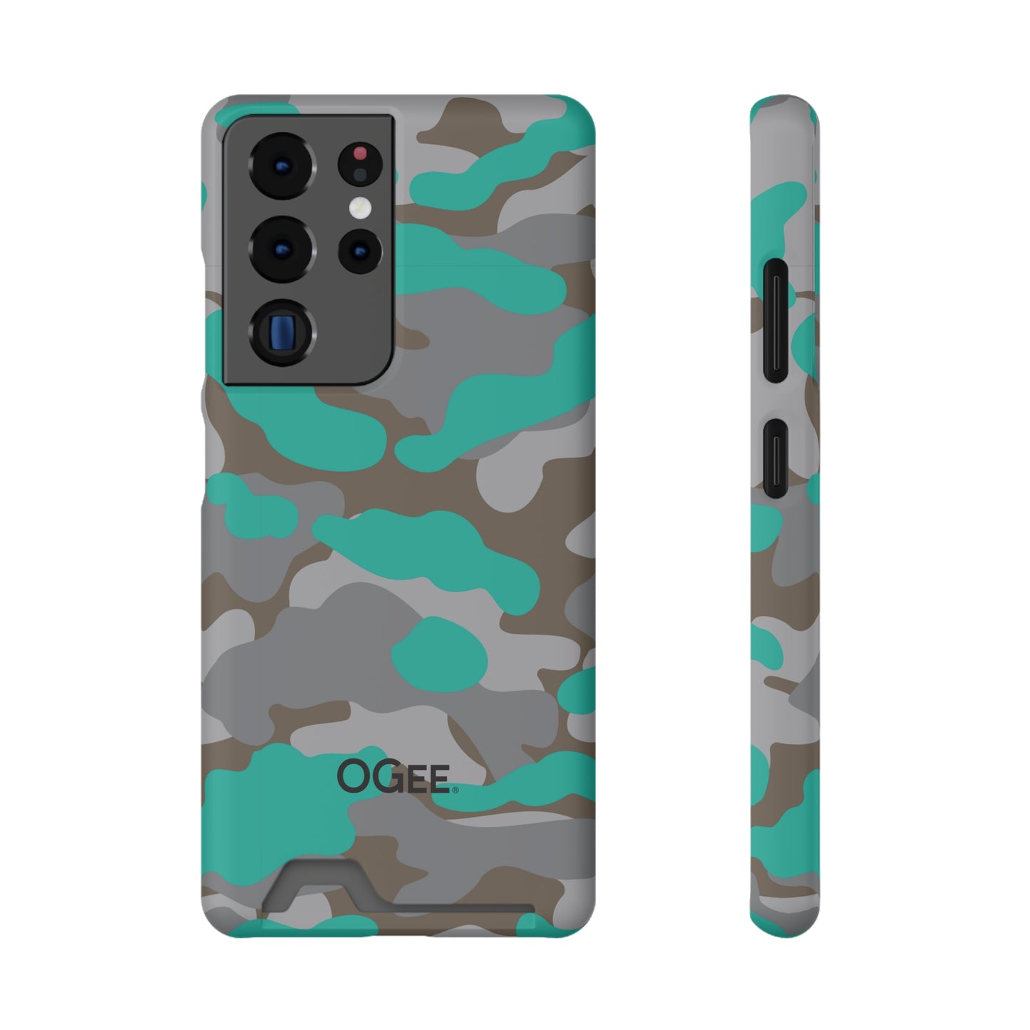 OGEE iPhone 13 Samsung Phone Case with Card Holder in Odyssey Turquoise Camo