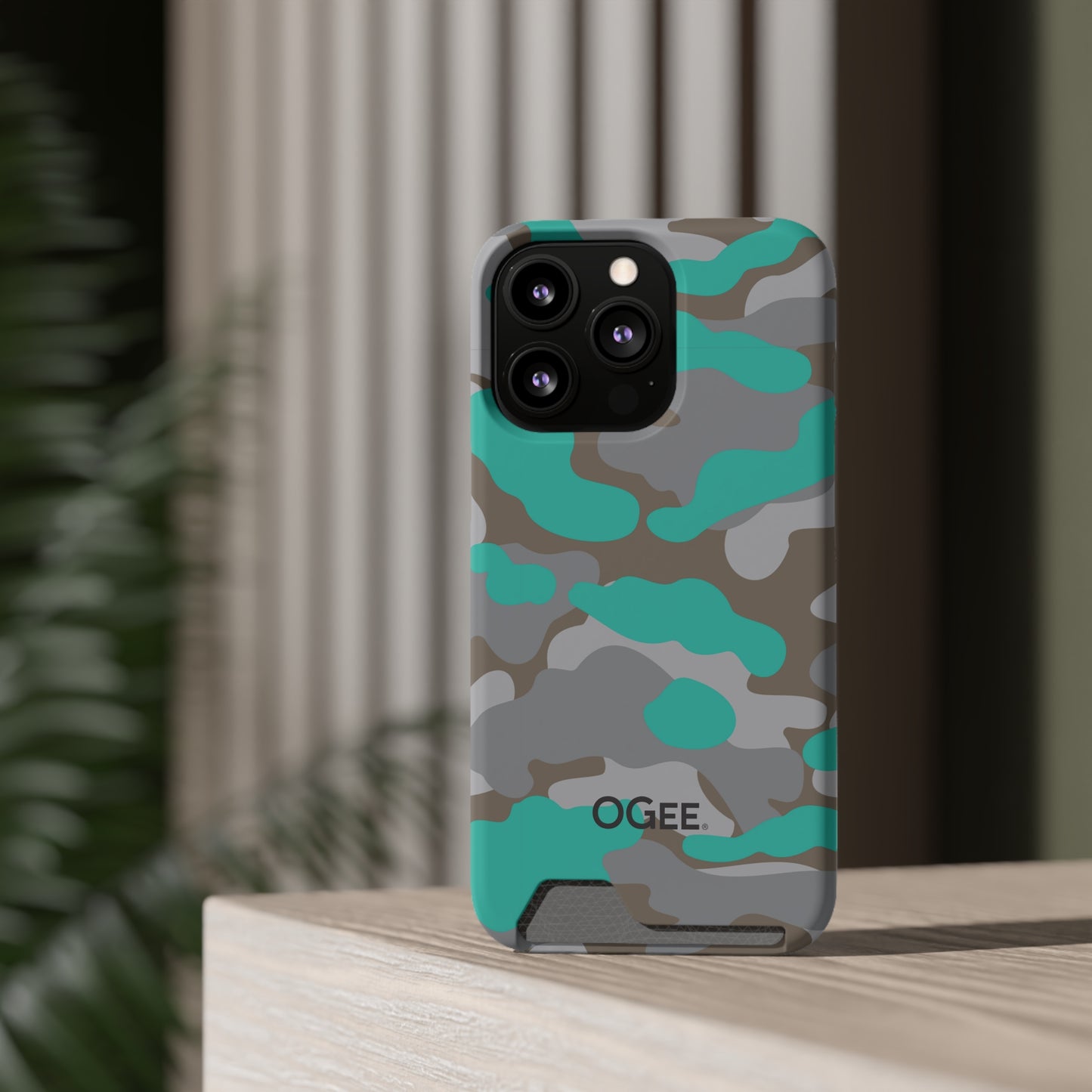 OGEE iPhone 13 Samsung Phone Case with Card Holder in Odyssey Turquoise Camo