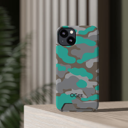 OGEE iPhone 13 Samsung Phone Case with Card Holder in Odyssey Turquoise Camo