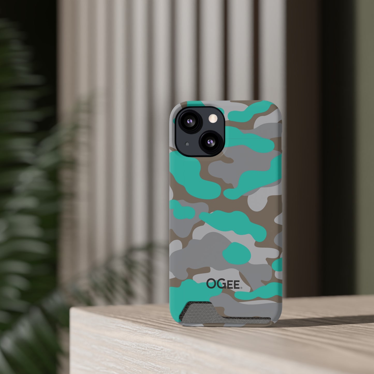 OGEE iPhone 13 Samsung Phone Case with Card Holder in Odyssey Turquoise Camo