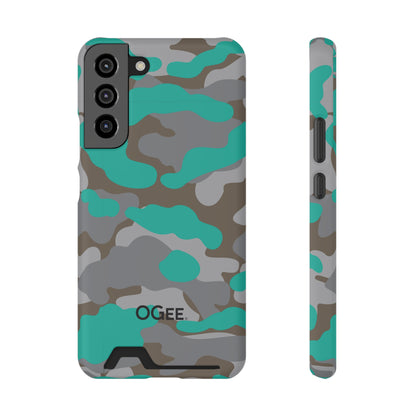 OGEE iPhone 13 Samsung Phone Case with Card Holder in Odyssey Turquoise Camo