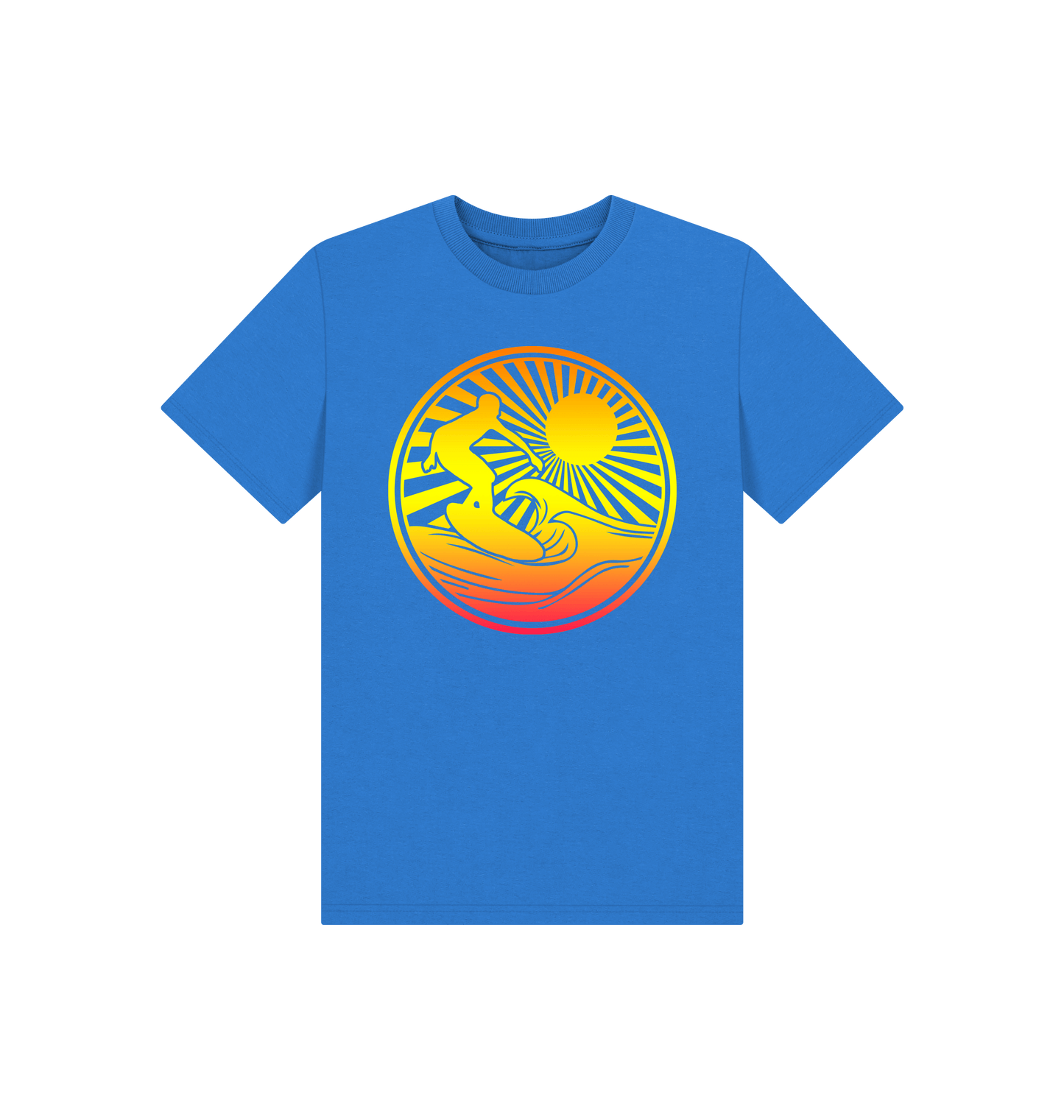 Bright Blue Printed Kids T-Shirt Front
