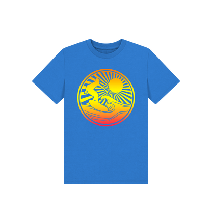 Bright Blue Printed Kids T-Shirt Front