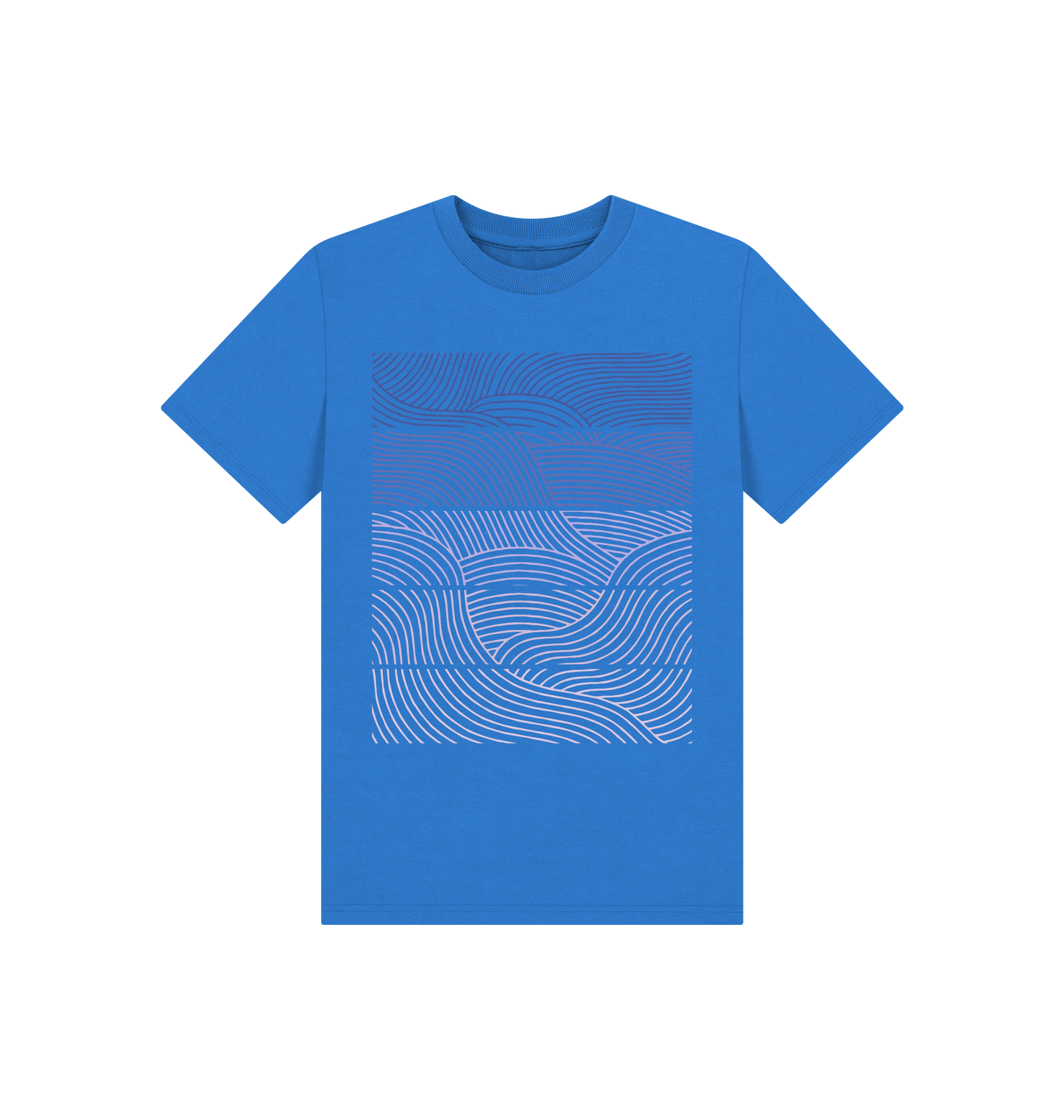 Bright Blue Printed Kids T-Shirt Front