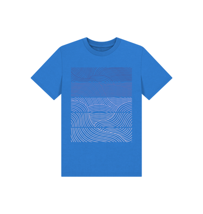 Bright Blue Printed Kids T-Shirt Front