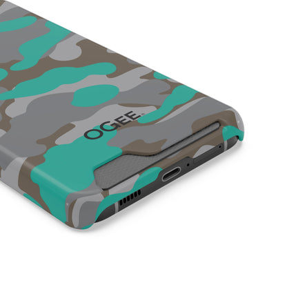 OGEE iPhone 13 Samsung Phone Case with Card Holder in Odyssey Turquoise Camo