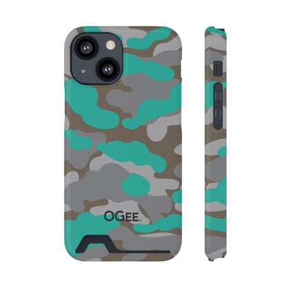 OGEE iPhone 13 Samsung Phone Case with Card Holder in Odyssey Turquoise Camo