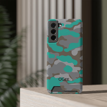 OGEE iPhone 13 Samsung Phone Case with Card Holder in Odyssey Turquoise Camo