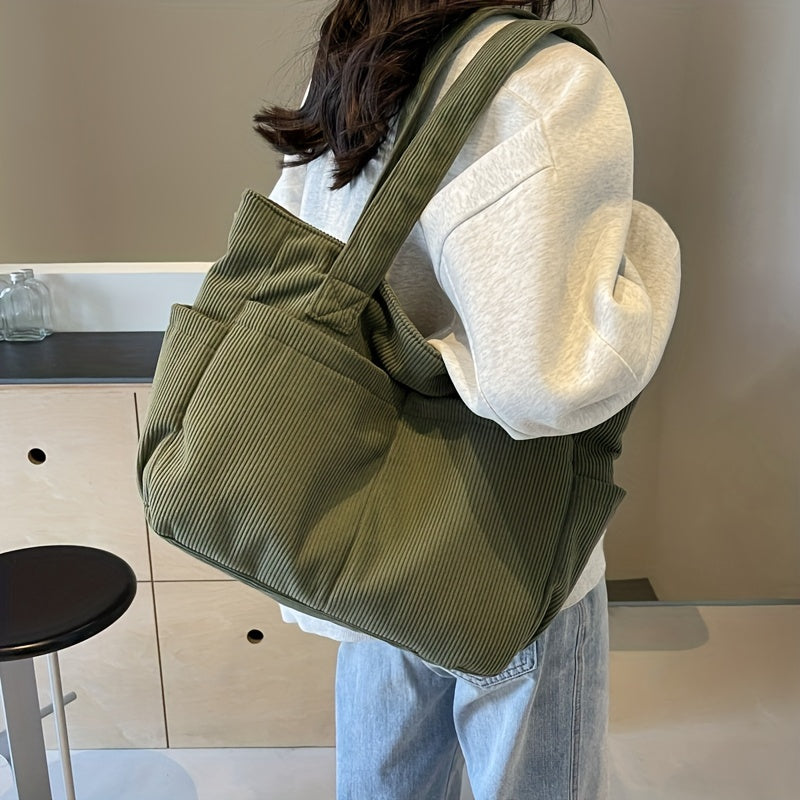 Women's Chunky Cosy Corduroy Shoulder Town Bag