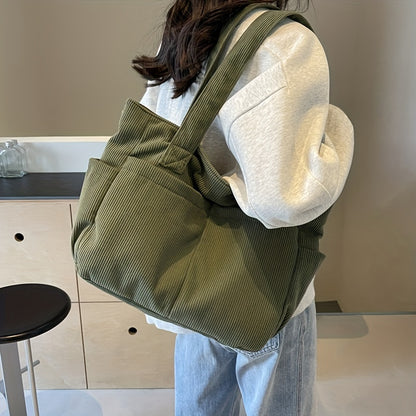 Women's Chunky Cosy Corduroy Shoulder Town Bag