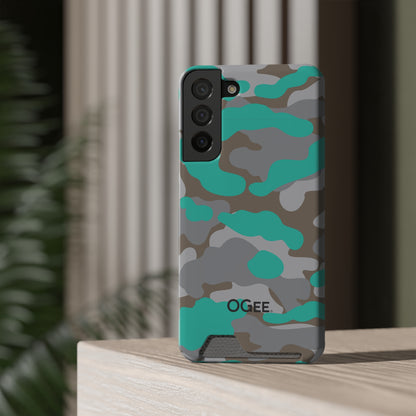 OGEE iPhone 13 Samsung Phone Case with Card Holder in Odyssey Turquoise Camo