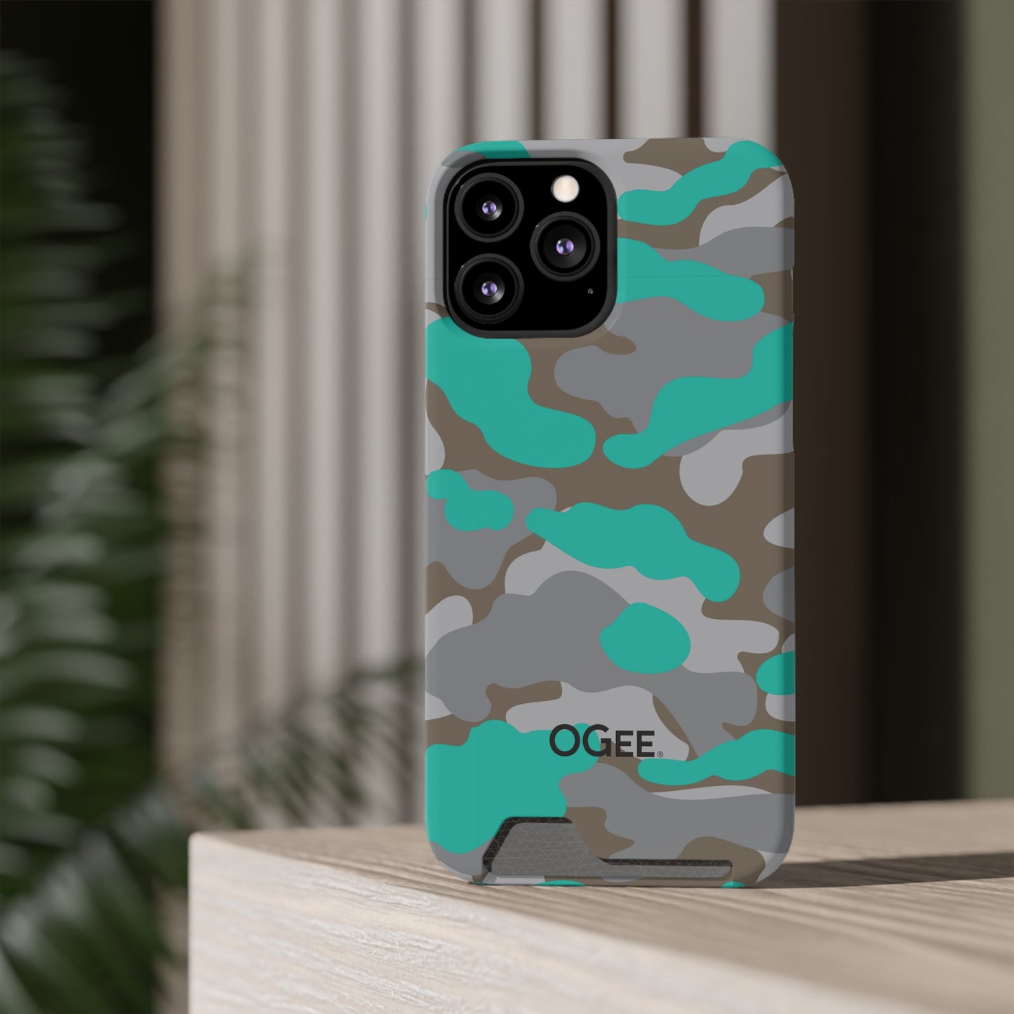 OGEE iPhone 13 Samsung Phone Case with Card Holder in Odyssey Turquoise Camo