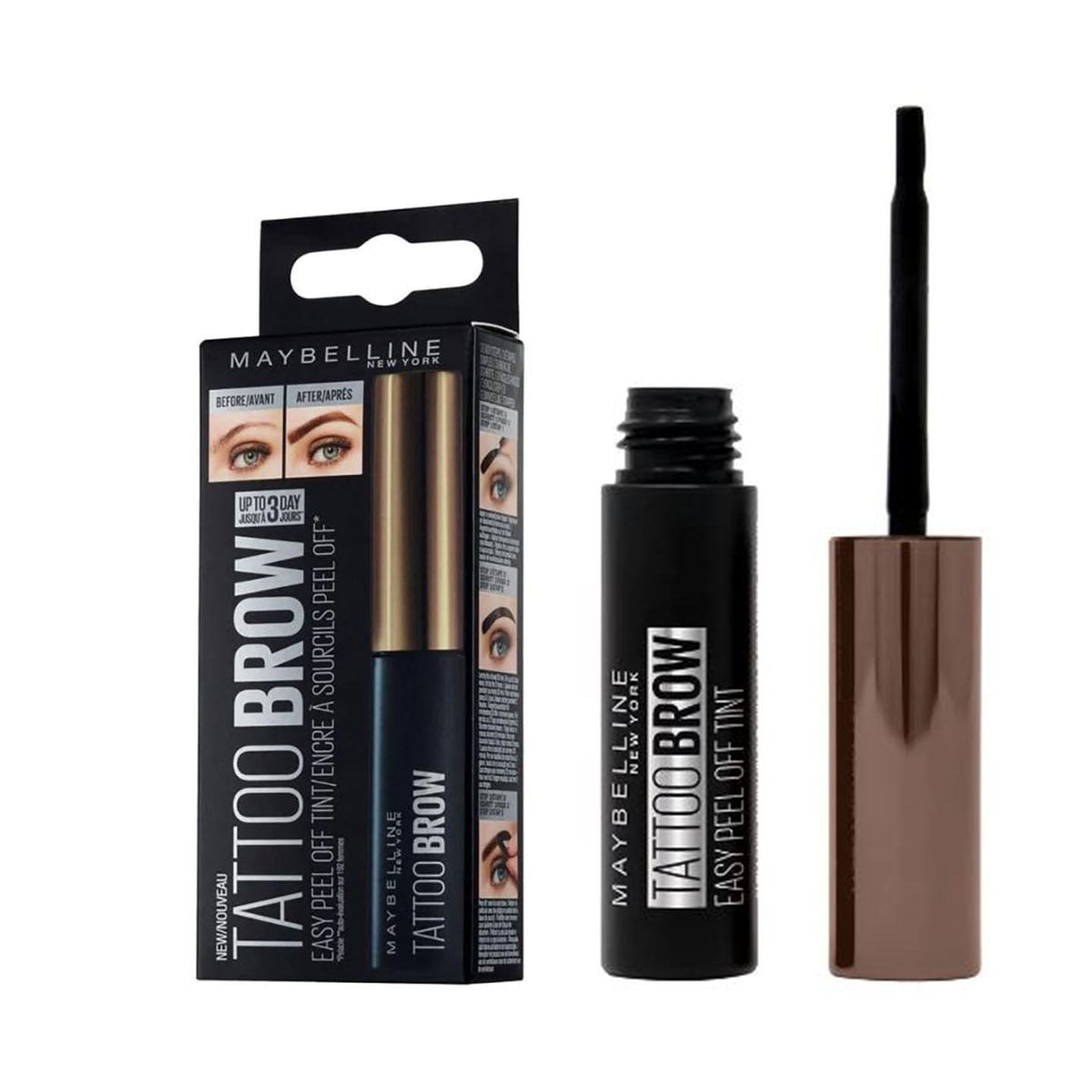 Maybelline New York Tattoo Brow Peel Off Eyebrow Gel Tint, Semi-Permanent Colour, Waterproof, Lasts up to 3 Days