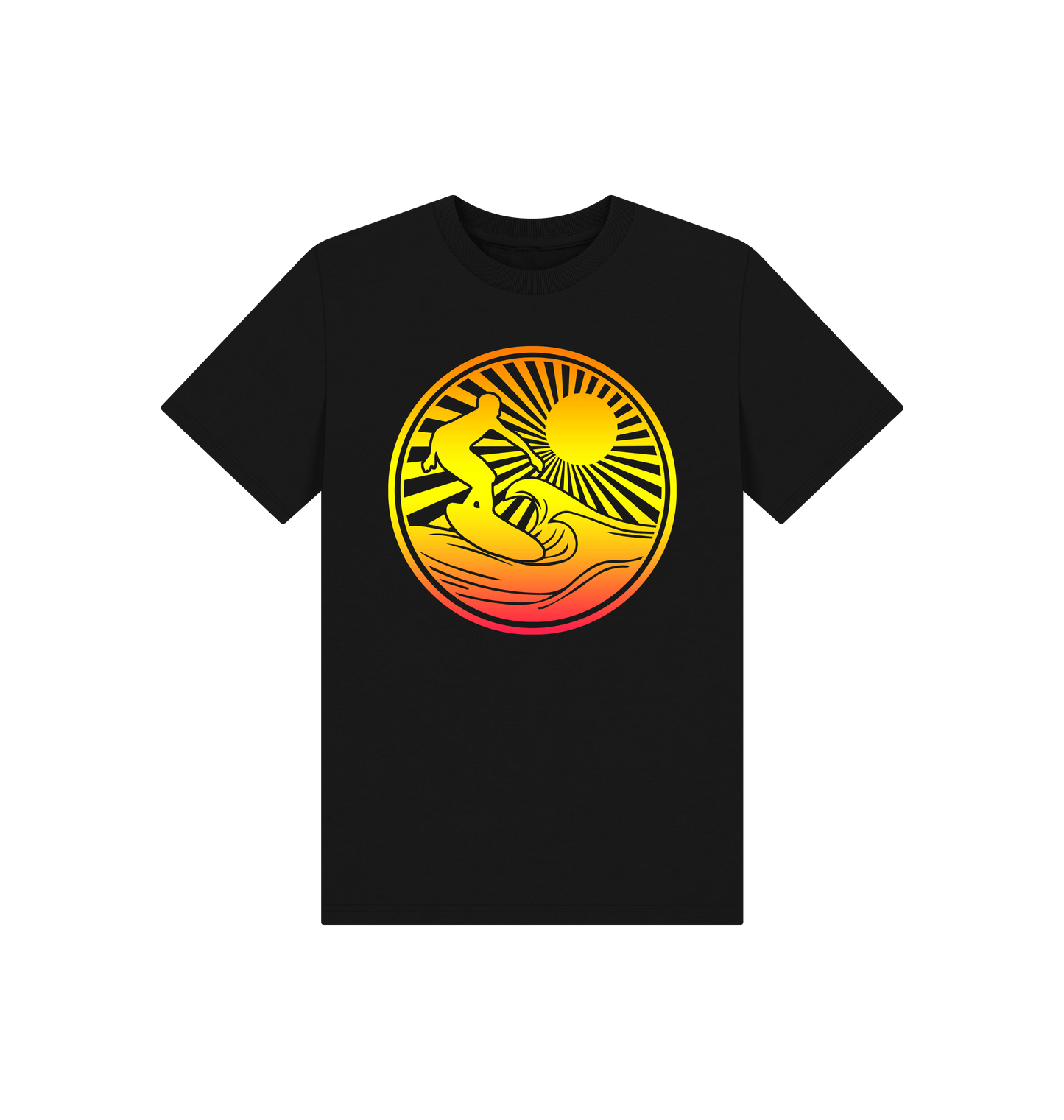 Black Printed Kids T-Shirt Front