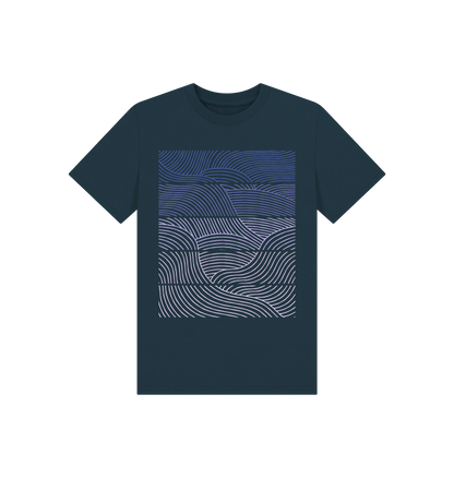 Denim Blue Printed Kids T-Shirt Front