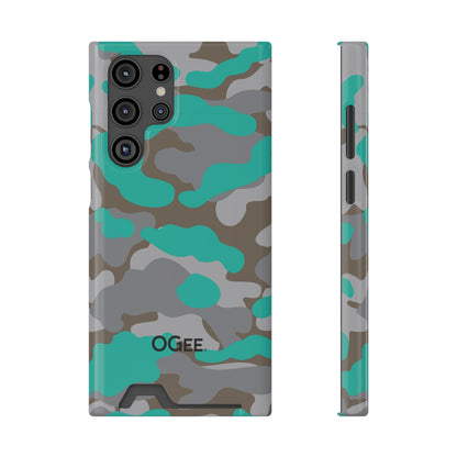 OGEE iPhone 13 Samsung Phone Case with Card Holder in Odyssey Turquoise Camo