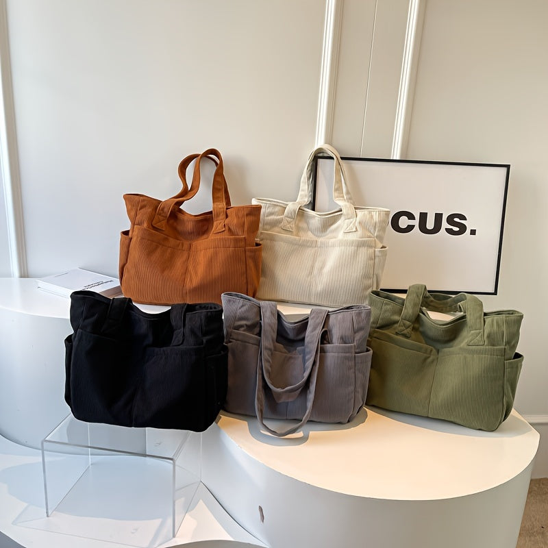 Women's Chunky Cosy Corduroy Shoulder Town Bag