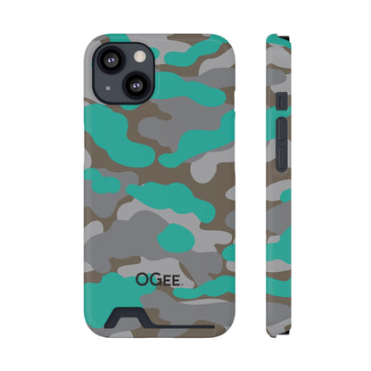 OGEE iPhone 13 Samsung Phone Case with Card Holder in Odyssey Turquoise Camo