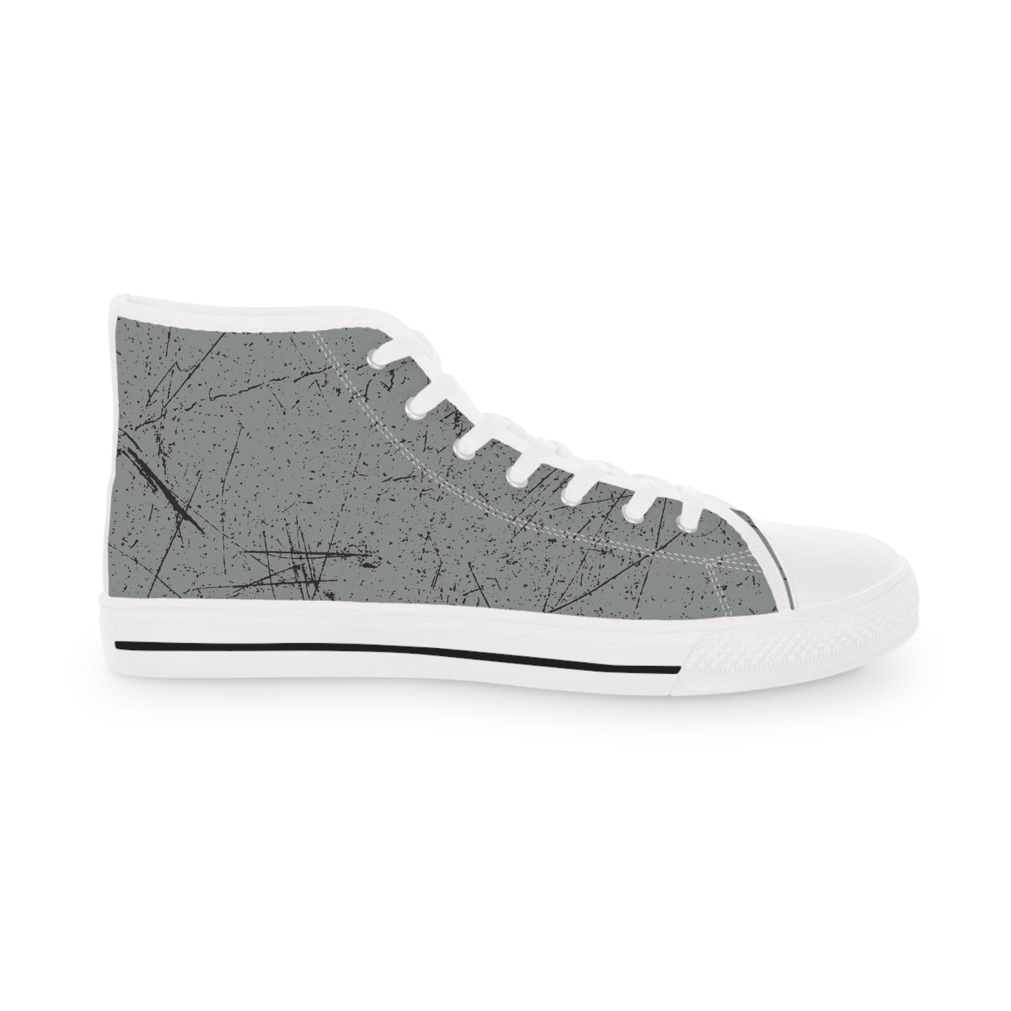 OGEE Men's High Top Originals Sneakers in Distressed Black print on Mid-Grey