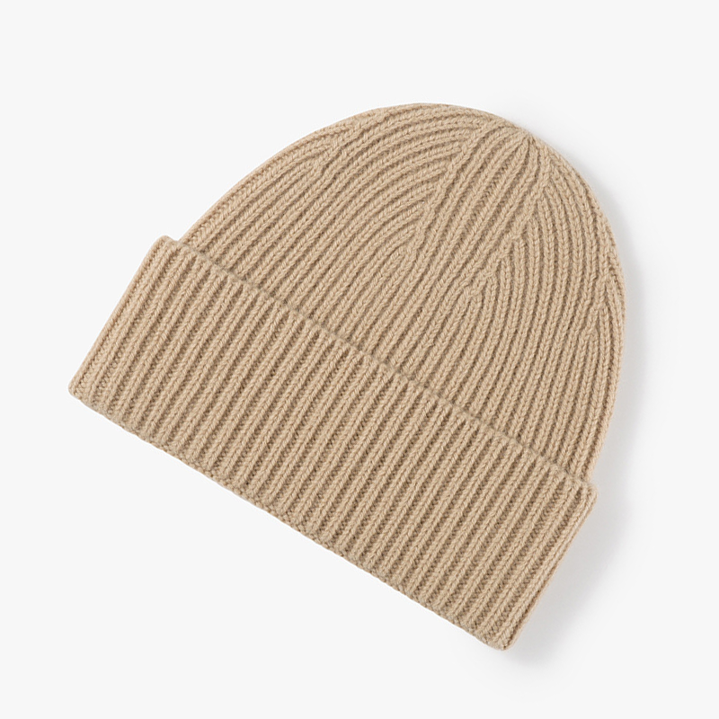 100% Merino Wool Ribbed Beanie Hat