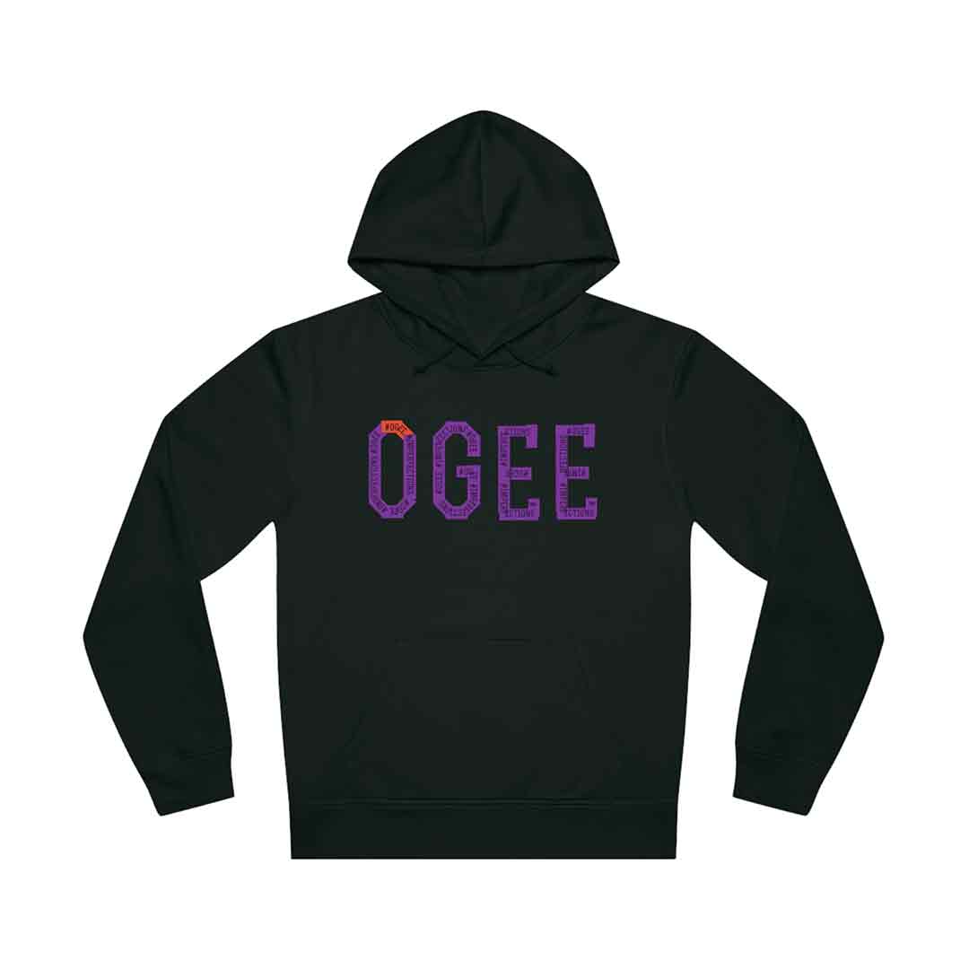 OGEE Unisex Regular fit Hoodie in Black with Fontographic print at front