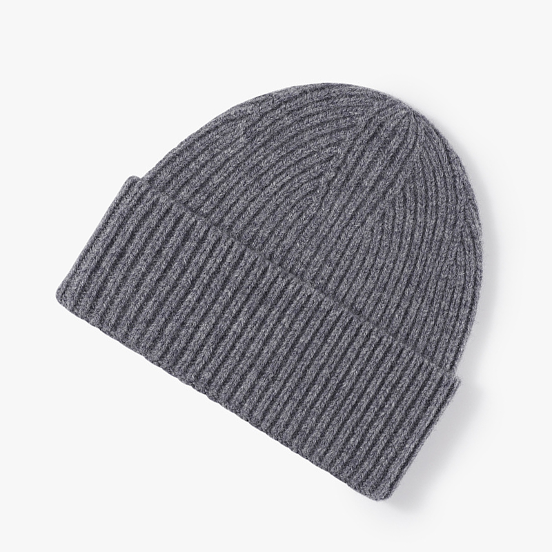 100% Merino Wool Ribbed Beanie Hat
