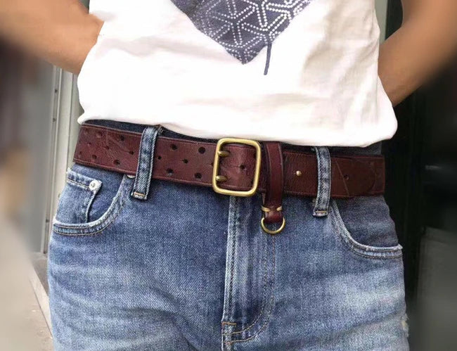 Men's Authentic Double-pin Genuine leather Belt